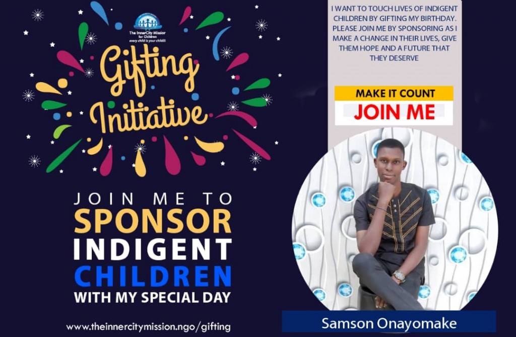 JOIN ME TOUCH LIVES OF INDIGENT CHILDREN 