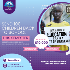 You can make a difference in the lives of 100 indigent children. Sponsor a child today