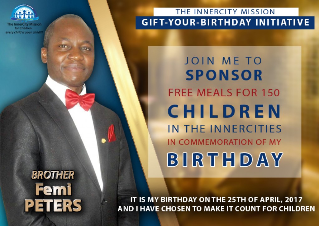 JOIN ME TO SPONSOR FREE MEALS FOR 150 INDIGENT CHILDREN