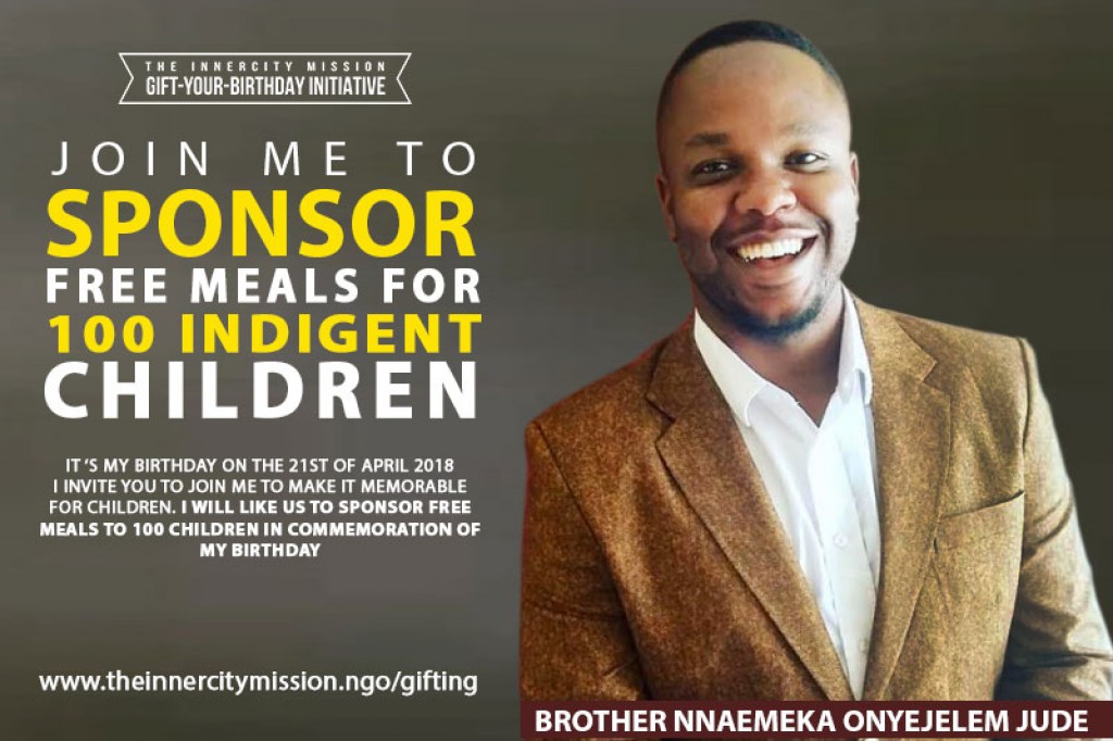 JOIN ME TO SPONSOR FREE MEALS FOR 100 INDIGENT CHILDREN