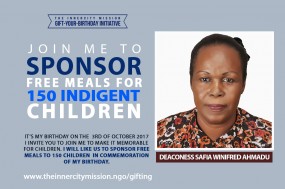 JOIN ME TO SPONSOR MEALS FOR 150 INDIGENT CHILDREN