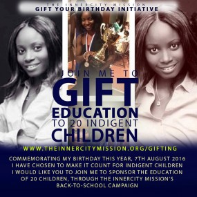 My Birthday Gifts: Join Me send 20 Children back to School