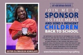 Join me to sponsor 165 meals and send 5 Children Back To School
