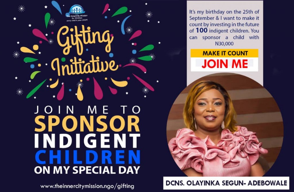 JOIN ME TO INVEST IN THE FUTURE OF 100 INDIGENT CHILDREN